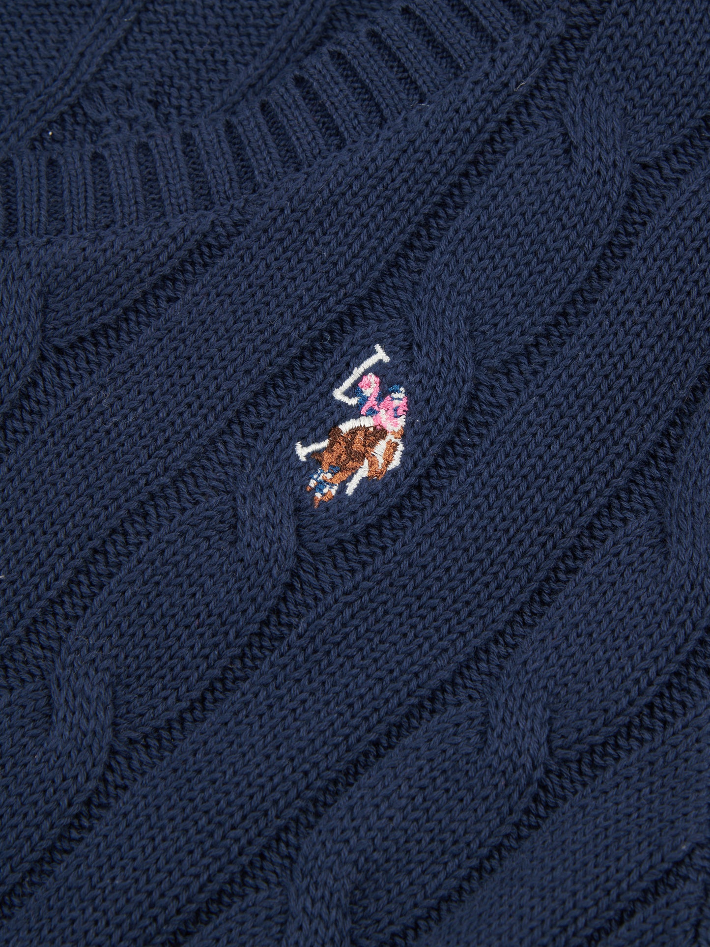 US Polo Assn Women's V-Neck Cable Knit Jumper