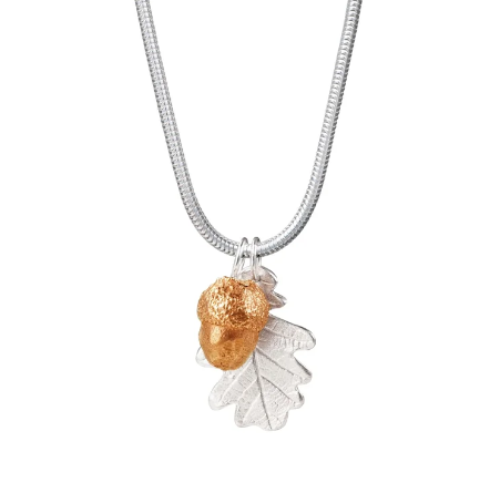 Oak Leaf & Acorn Necklace (Silver and Bronze)