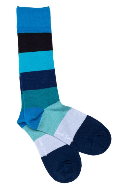 Blue Block Striped Socks