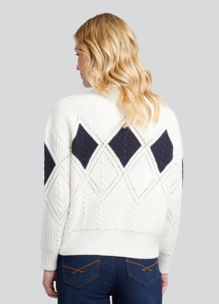 US Polo Womens Argyle Cable Knit Jumper