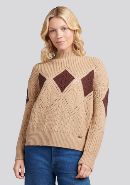 US Polo Womens Argyle Cable Knit Jumper