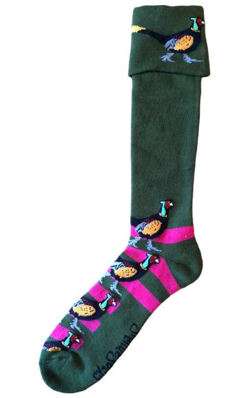 Green & Pink Pheasant Shooting/Walking Socks